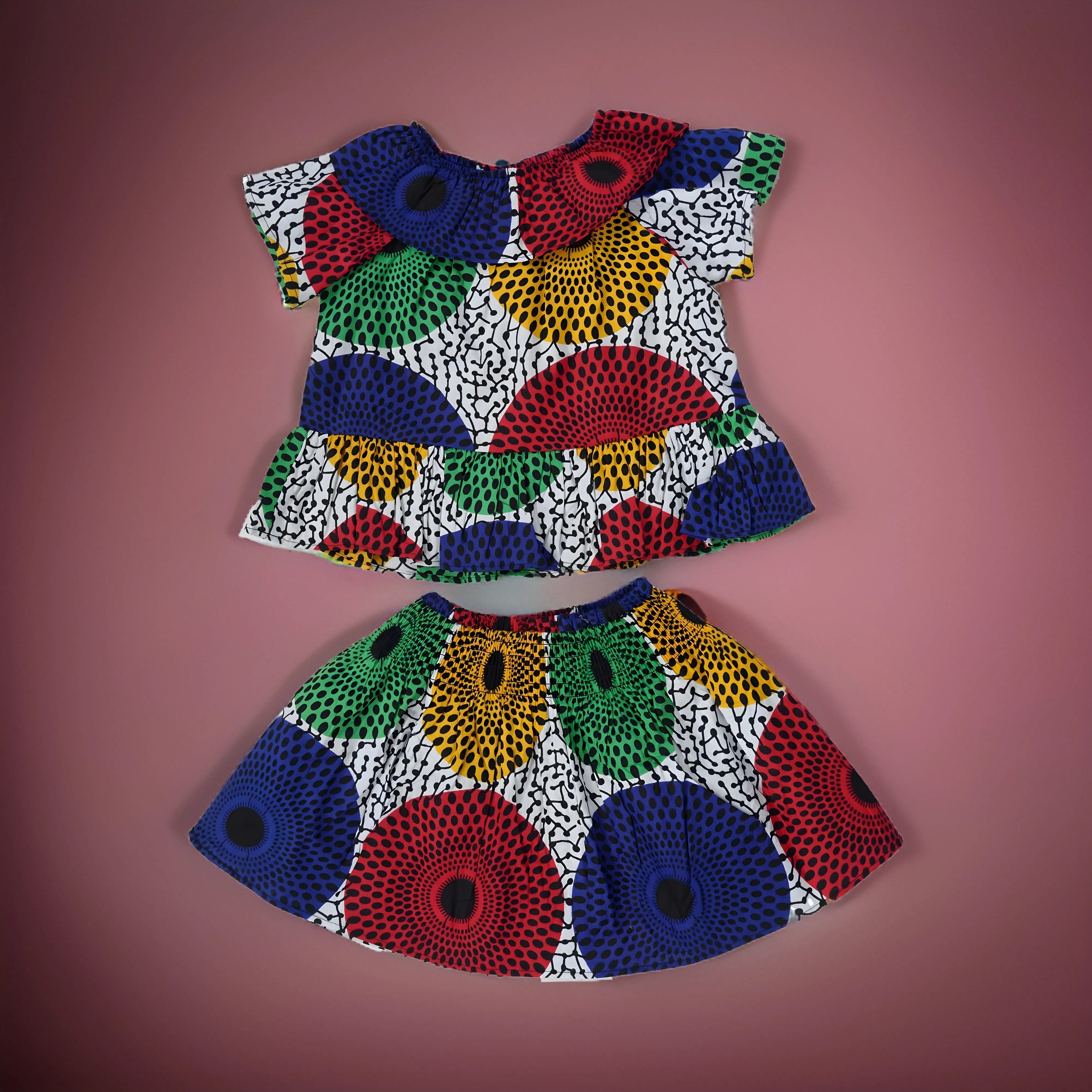 Girl's Ankara Top & Skirt Set