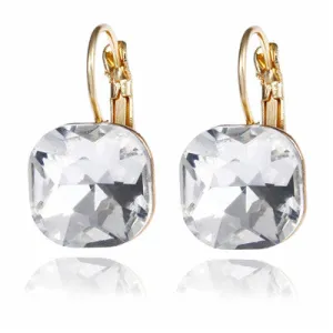 Gold Color Square Stud Earrings in Wedding Jewelry