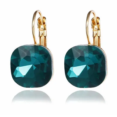 Gold Color Square Stud Earrings in Wedding Jewelry