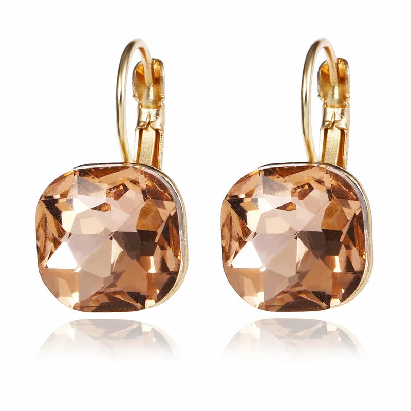 Gold Color Square Stud Earrings in Wedding Jewelry