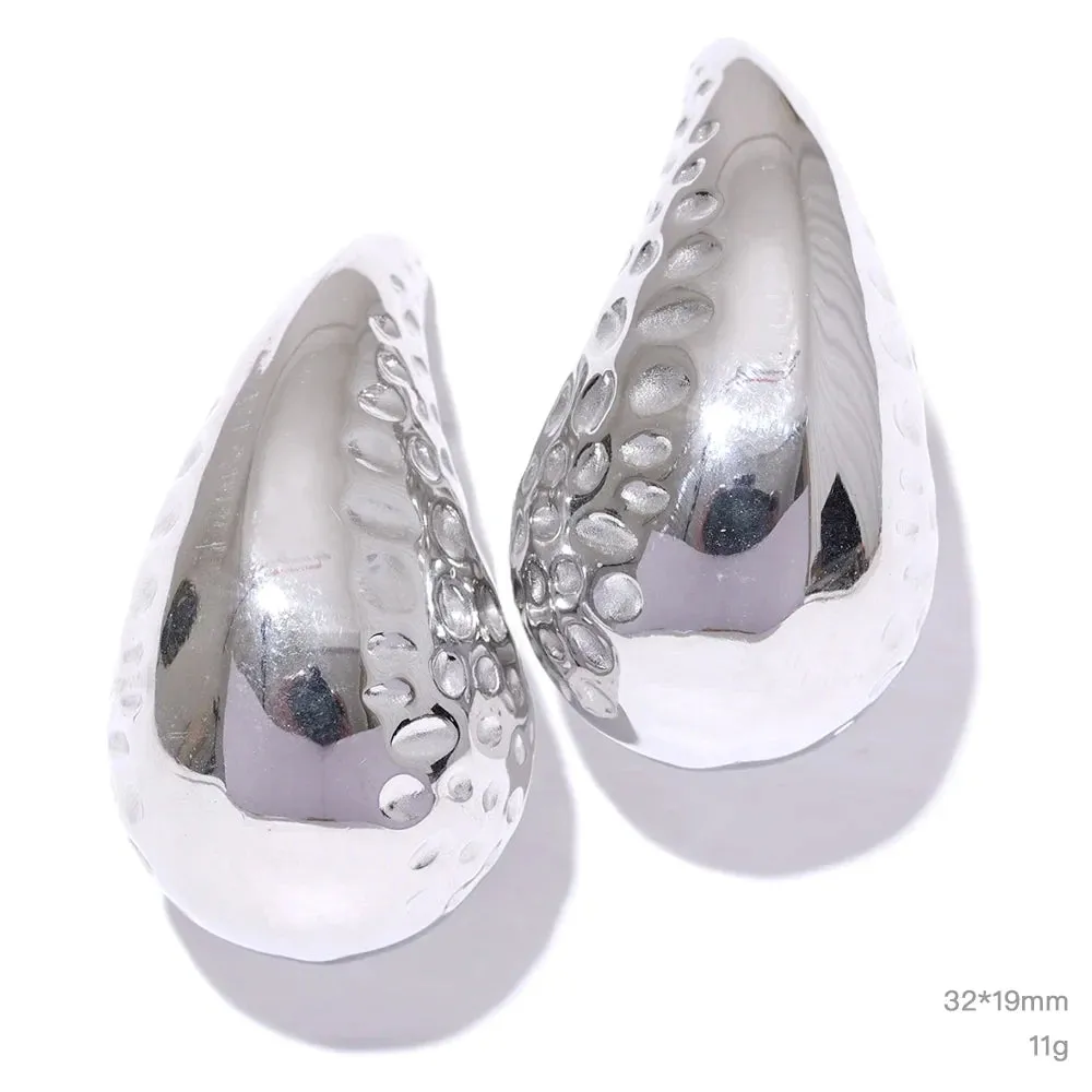 Gold Plated Over Stainless Steel Water Drop Fashion Hollow Stud Earrings Personalized Waterproof Charm Jewelry Gift for Her