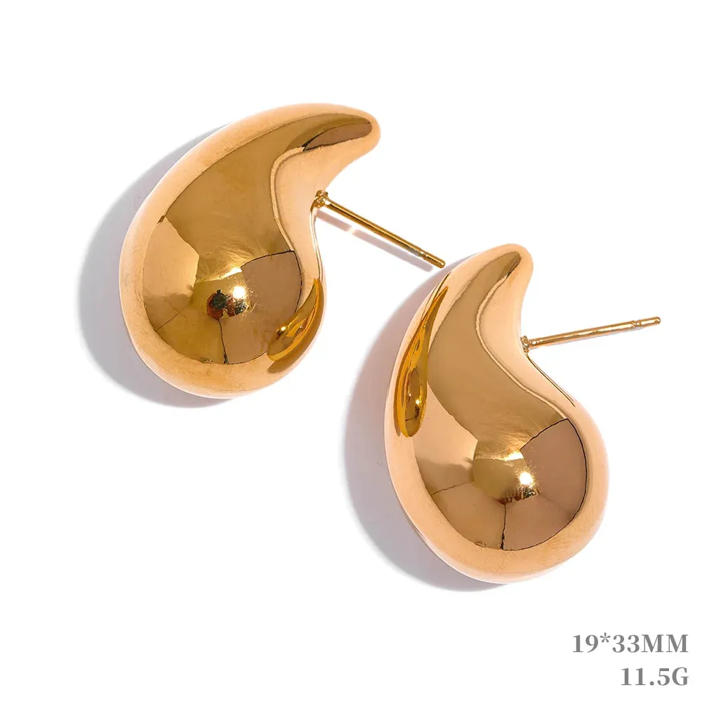 Gold Plated Over Stainless Steel Water Drop Fashion Hollow Stud Earrings Personalized Waterproof Charm Jewelry Gift for Her