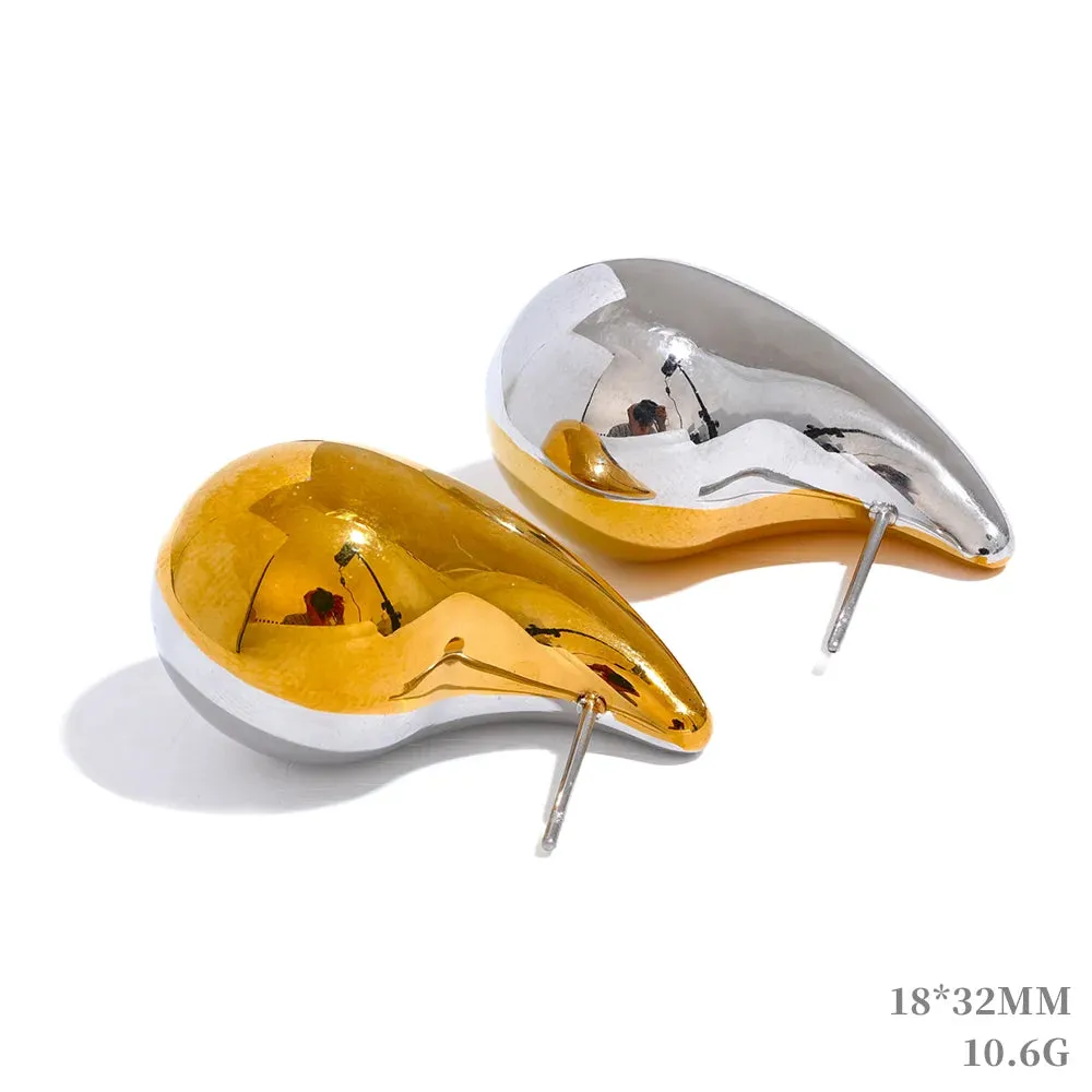Gold Plated Over Stainless Steel Water Drop Fashion Hollow Stud Earrings Personalized Waterproof Charm Jewelry Gift for Her