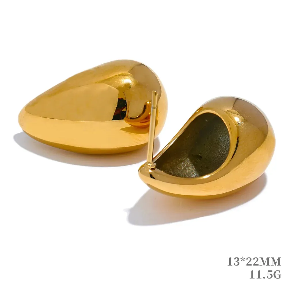 Gold Plated Over Stainless Steel Water Drop Fashion Hollow Stud Earrings Personalized Waterproof Charm Jewelry Gift for Her