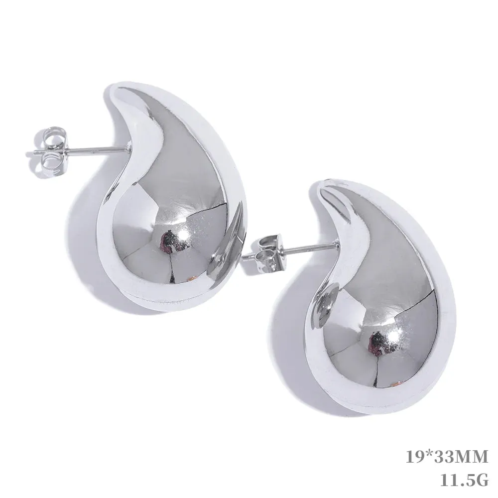 Gold Plated Over Stainless Steel Water Drop Fashion Hollow Stud Earrings Personalized Waterproof Charm Jewelry Gift for Her