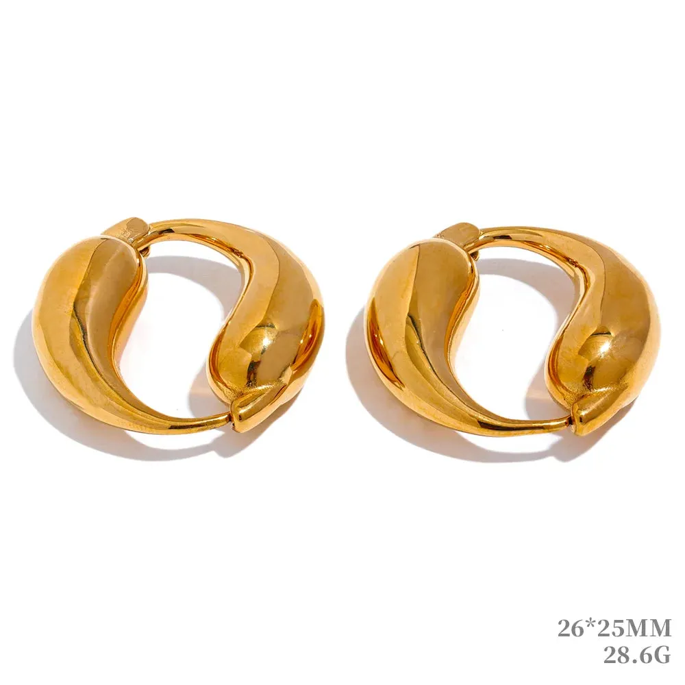 Gold Plated Over Stainless Steel Water Drop Fashion Hollow Stud Earrings Personalized Waterproof Charm Jewelry Gift for Her