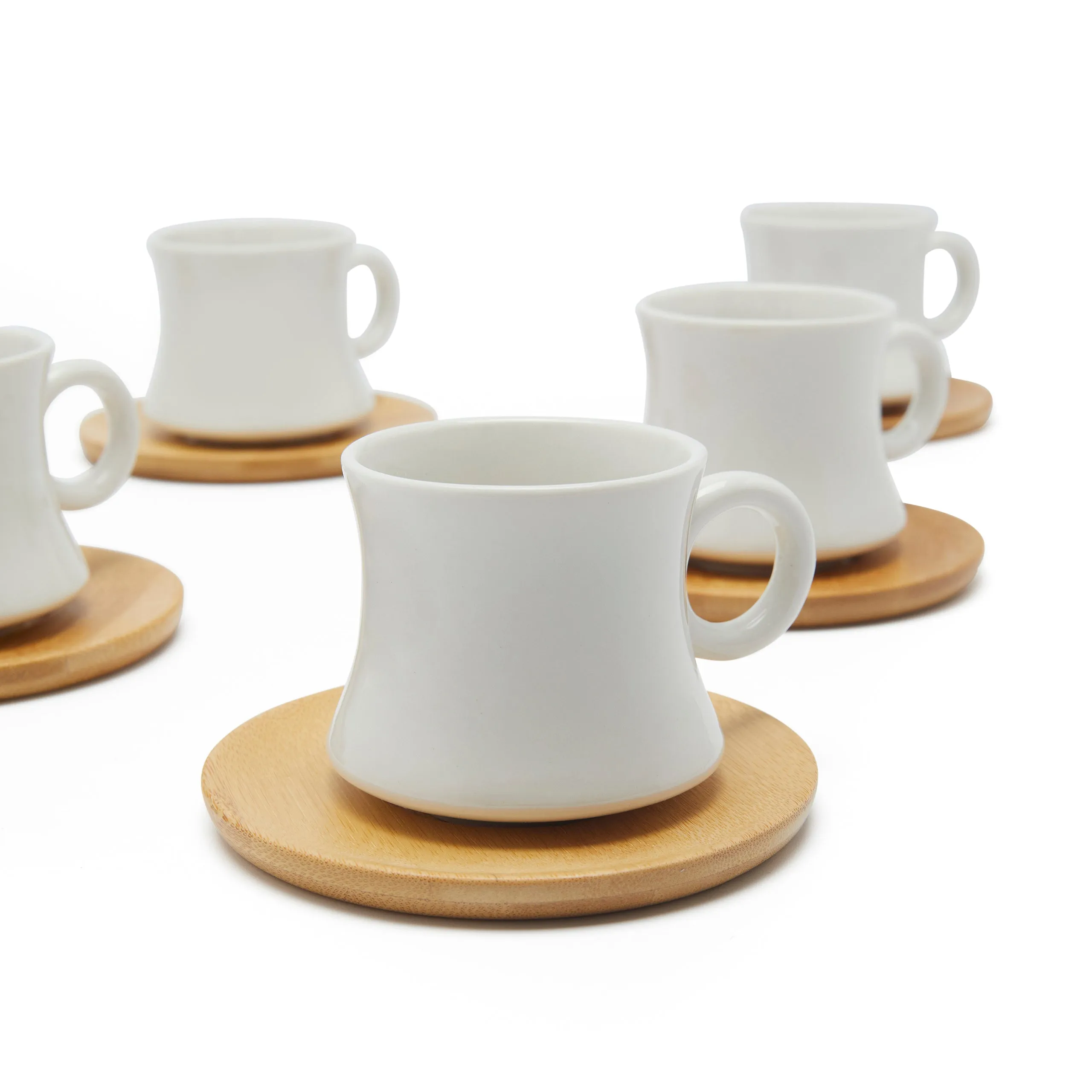 GOURMET CUP & SAUCER WITH BAMBOO (SET OF 6-WHITE)