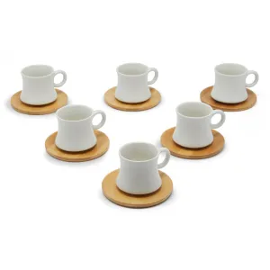 GOURMET CUP & SAUCER WITH BAMBOO (SET OF 6-WHITE)