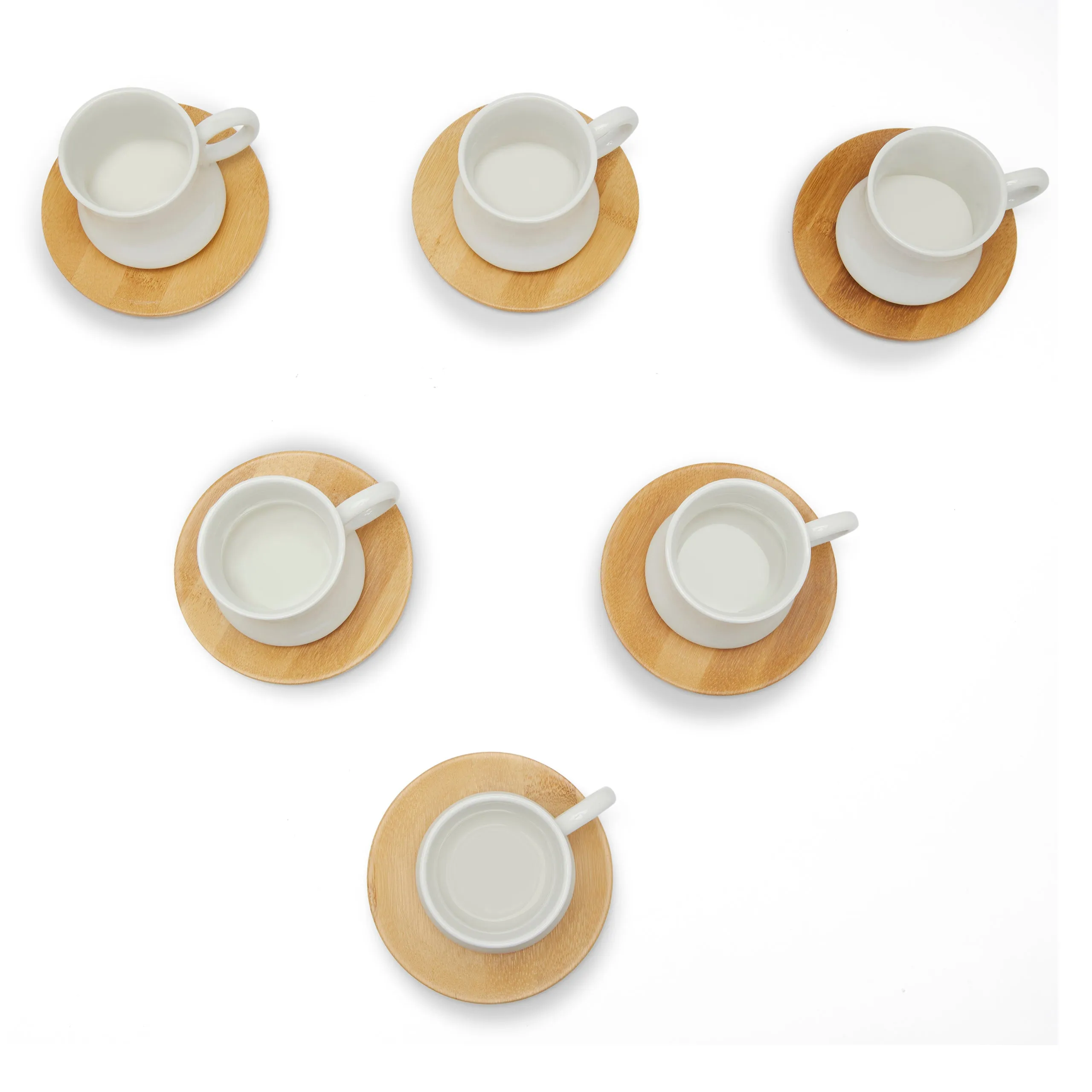 GOURMET CUP & SAUCER WITH BAMBOO (SET OF 6-WHITE)