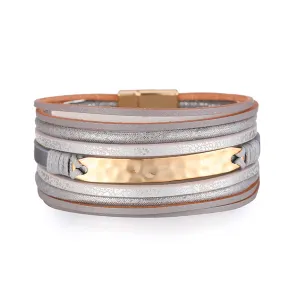 Gray Polystyrene & 18K Gold-Plated Layered Curved-Bar Charm Bracelet