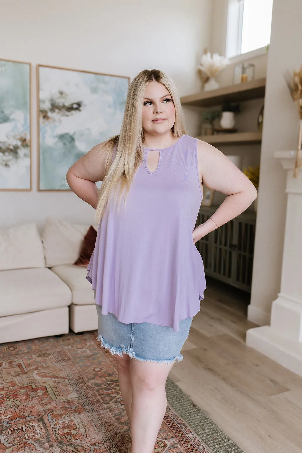 Greater than Great Keyhole Detail Tank in Lavender