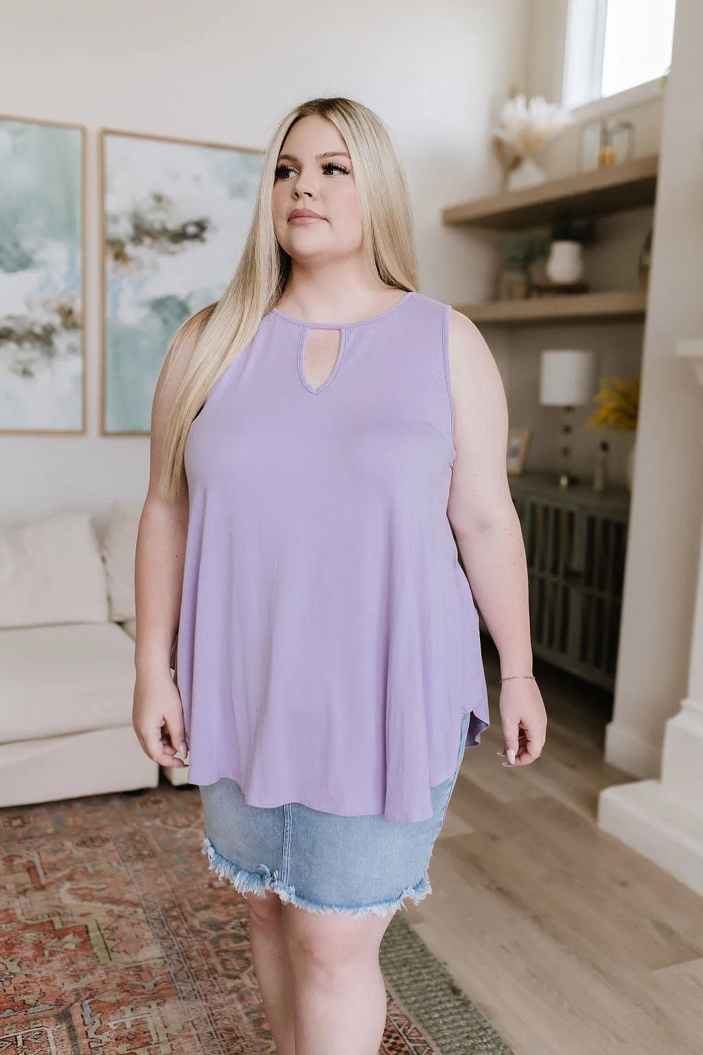 Greater than Great Keyhole Detail Tank in Lavender