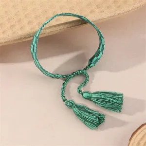 Green Check Cord Bracelet