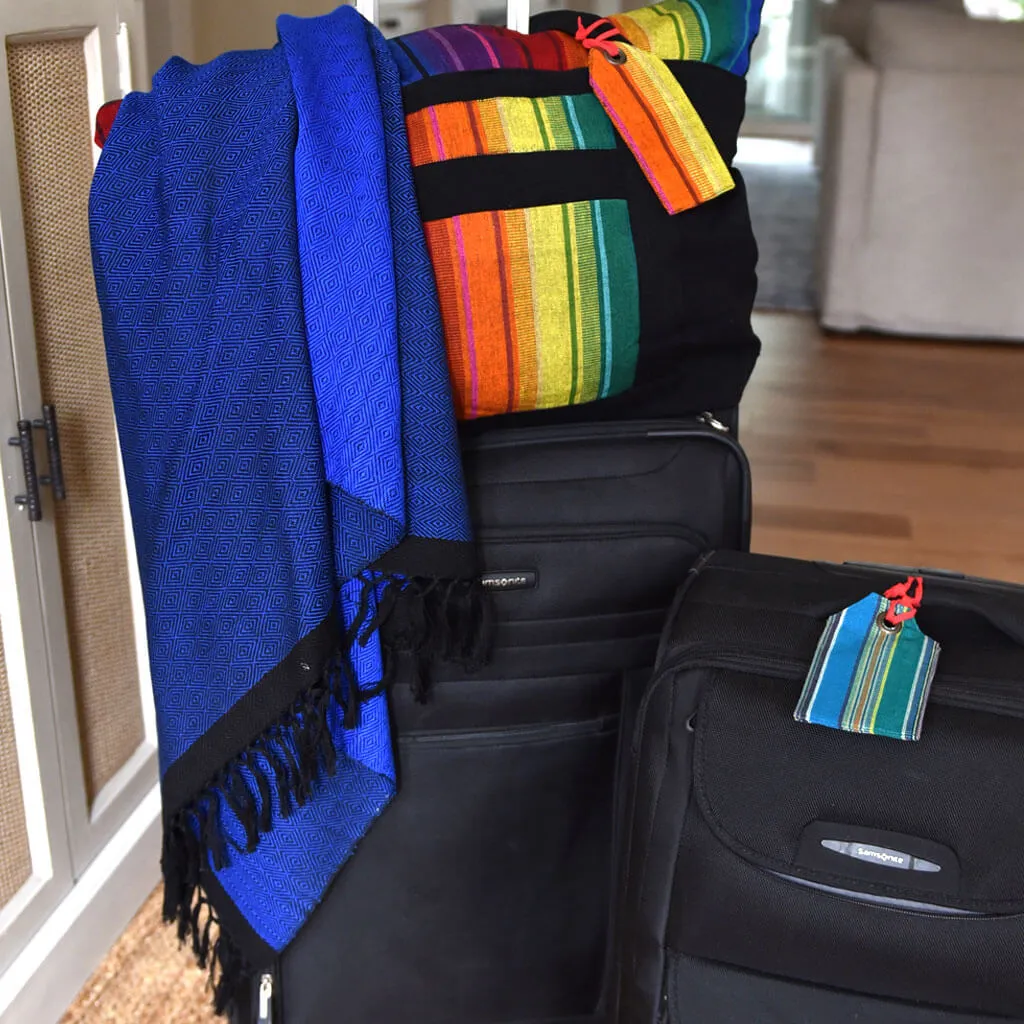 Hand Woven Vibrant Shawl | Black & Cobalt