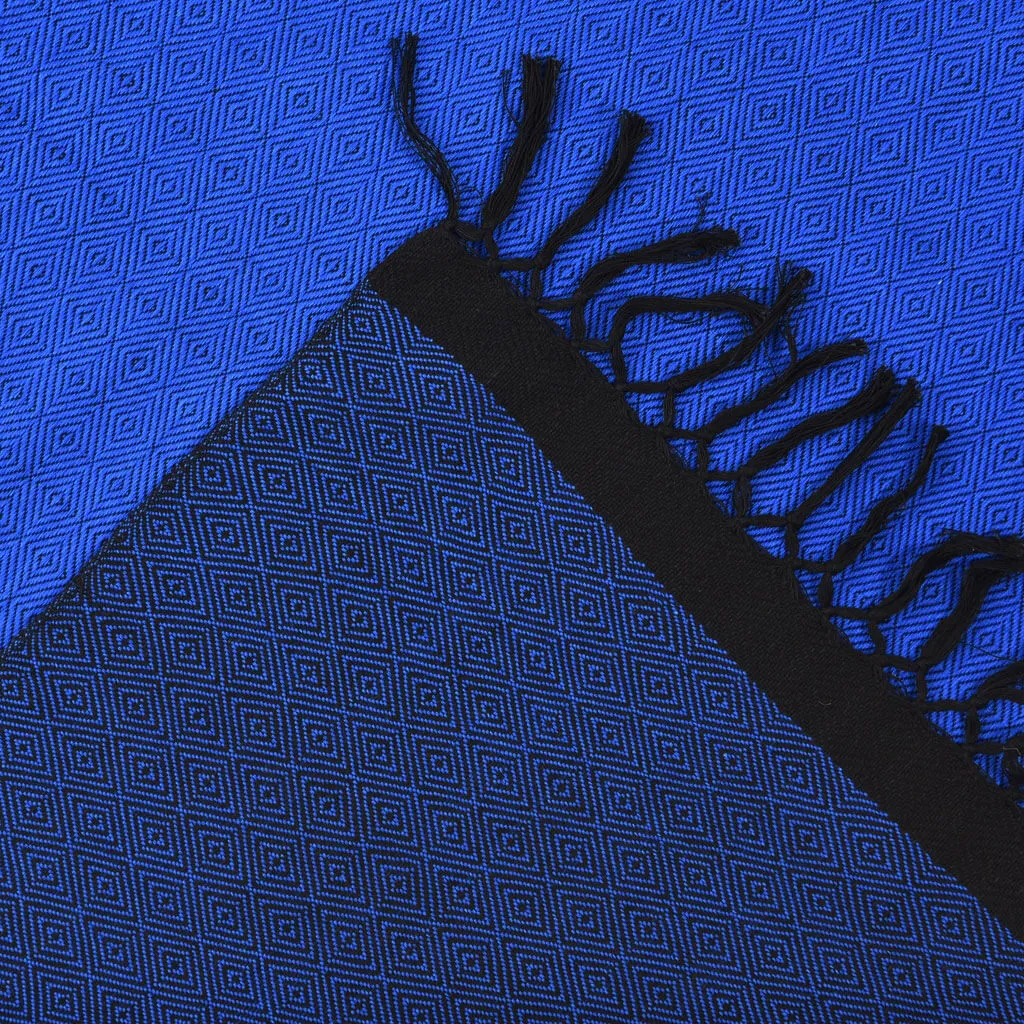 Hand Woven Vibrant Shawl | Black & Cobalt
