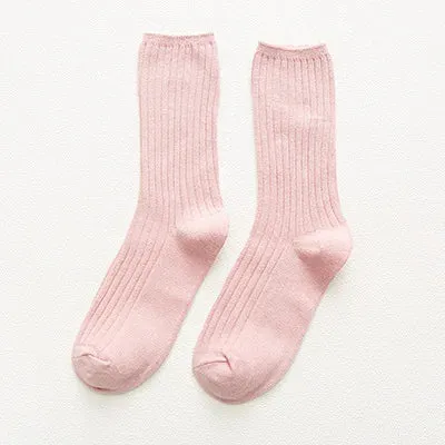 Harajuku Retro Women Lady Cotton Loose Socks Winter In Tube Korean