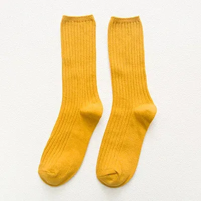 Harajuku Retro Women Lady Cotton Loose Socks Winter In Tube Korean
