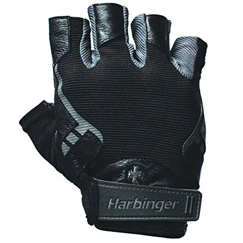 Harbinger Pro Non-WristWrap Vented Cushioned Leather Palm Weightlifting Gloves, Pair, Large
