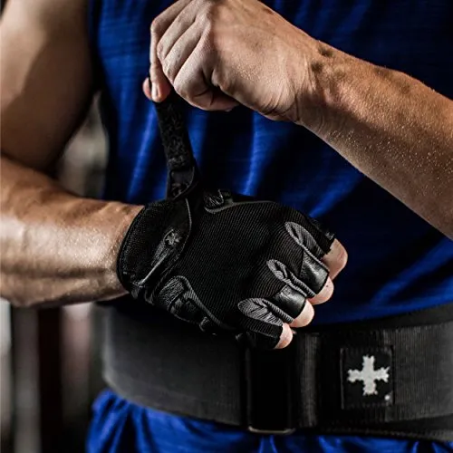 Harbinger Pro Non-WristWrap Vented Cushioned Leather Palm Weightlifting Gloves, Pair, Large