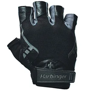 Harbinger Pro Non-WristWrap Vented Cushioned Leather Palm Weightlifting Gloves, Pair, Large
