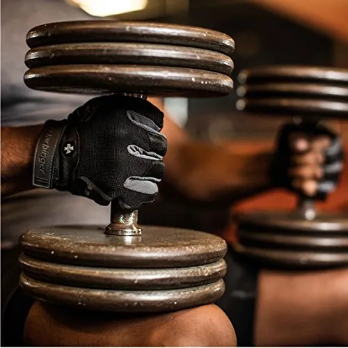 Harbinger Pro Non-WristWrap Vented Cushioned Leather Palm Weightlifting Gloves, Pair, Large