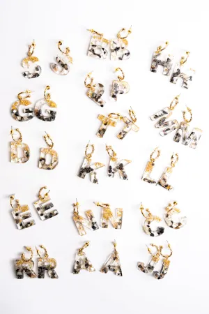 Haute Shot Initial Drop Hoop Earrings