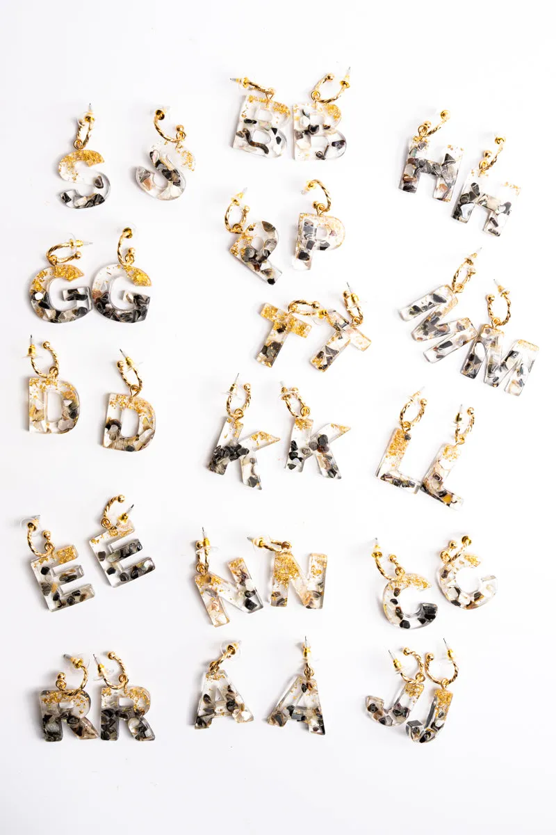 Haute Shot Initial Drop Hoop Earrings
