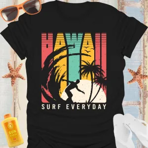 Hawaii Surf T-Shirt Retro Style With Surfer Silhouette