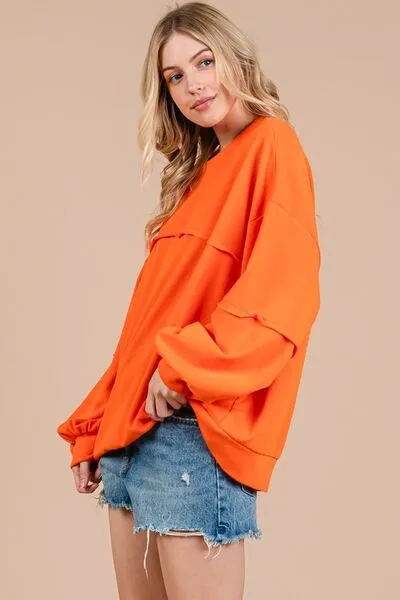 Hazel Blues® |  Ces Femme Exposed Seam Long Sleeve Sweatshirt