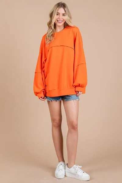 Hazel Blues® |  Ces Femme Exposed Seam Long Sleeve Sweatshirt