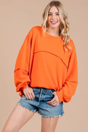 Hazel Blues® |  Ces Femme Exposed Seam Long Sleeve Sweatshirt