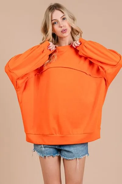Hazel Blues® |  Ces Femme Exposed Seam Long Sleeve Sweatshirt