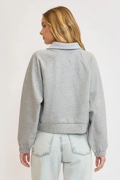 Hazel Blues® | Umgee Half Zip Cropped Sweatshirt