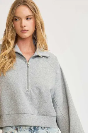 Hazel Blues® | Umgee Half Zip Cropped Sweatshirt
