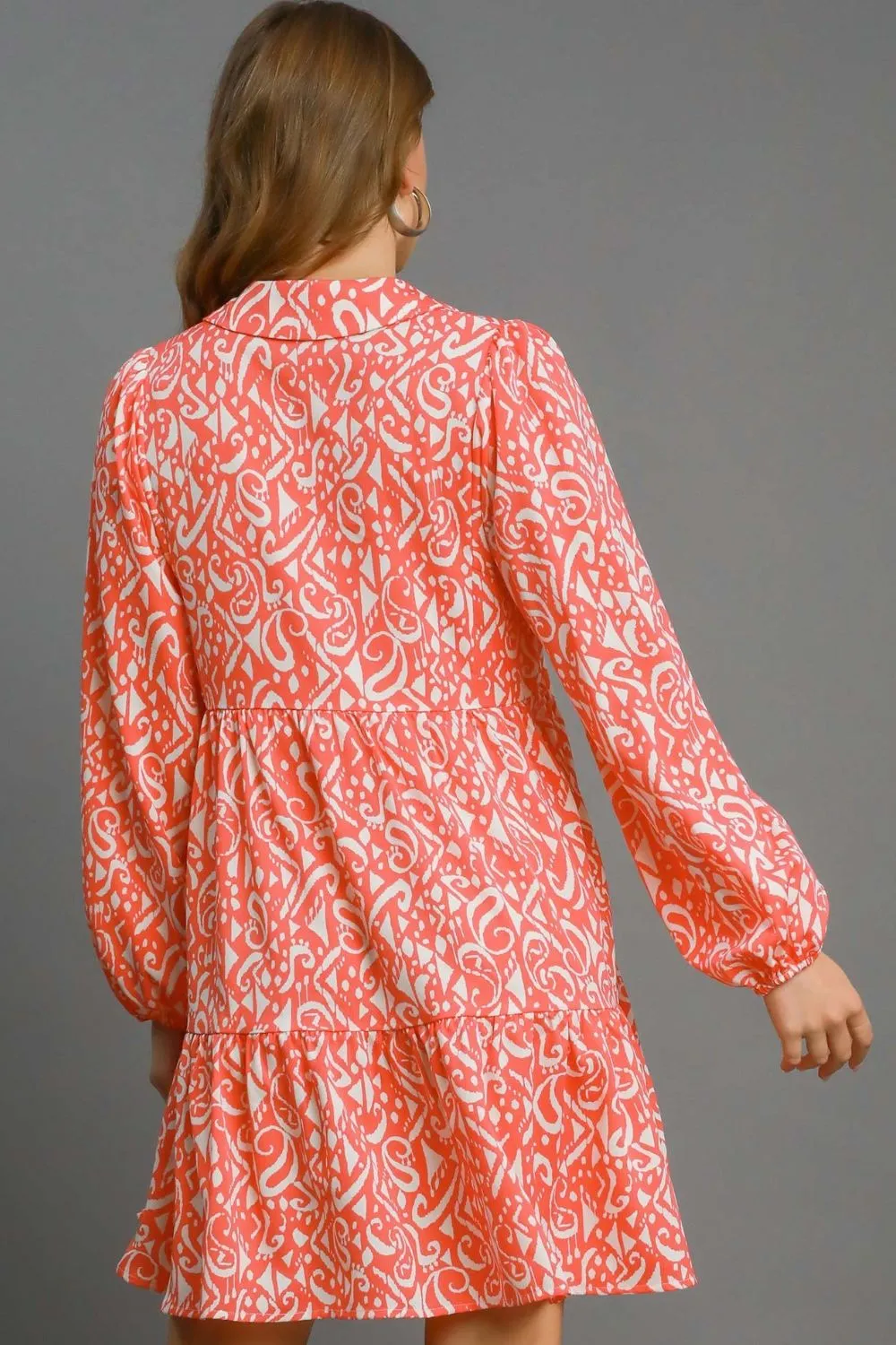 Hazel Blues® | Umgee Two Tone Print Balloon Sleeve Tiered Dress