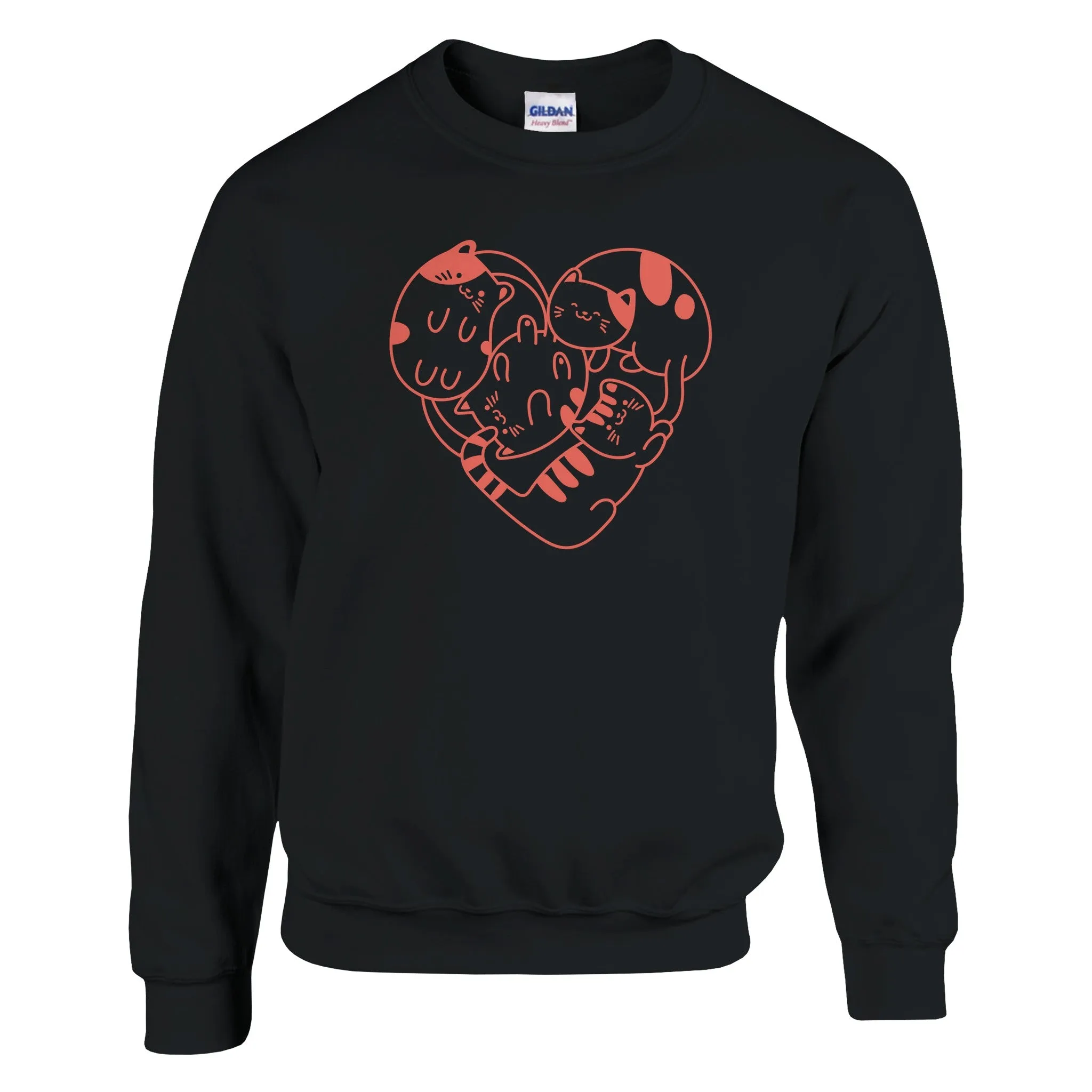 Heart of Cats Graphic Sweatshirt – Cozy 50/50 Cotton Blend