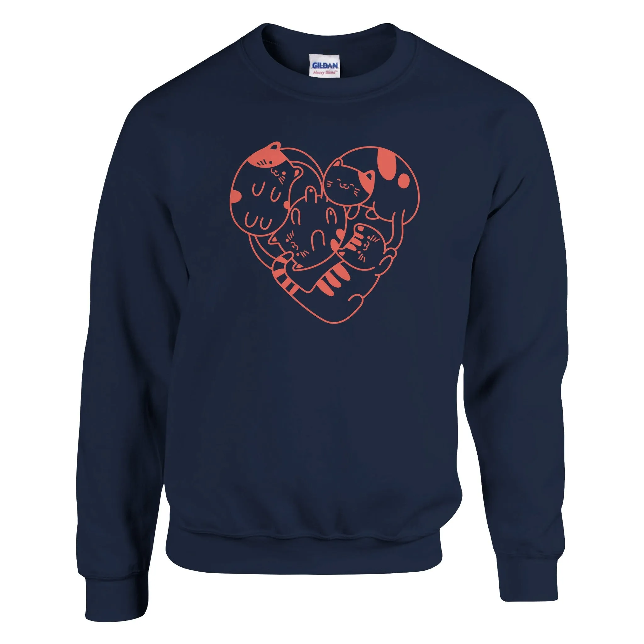 Heart of Cats Graphic Sweatshirt – Cozy 50/50 Cotton Blend