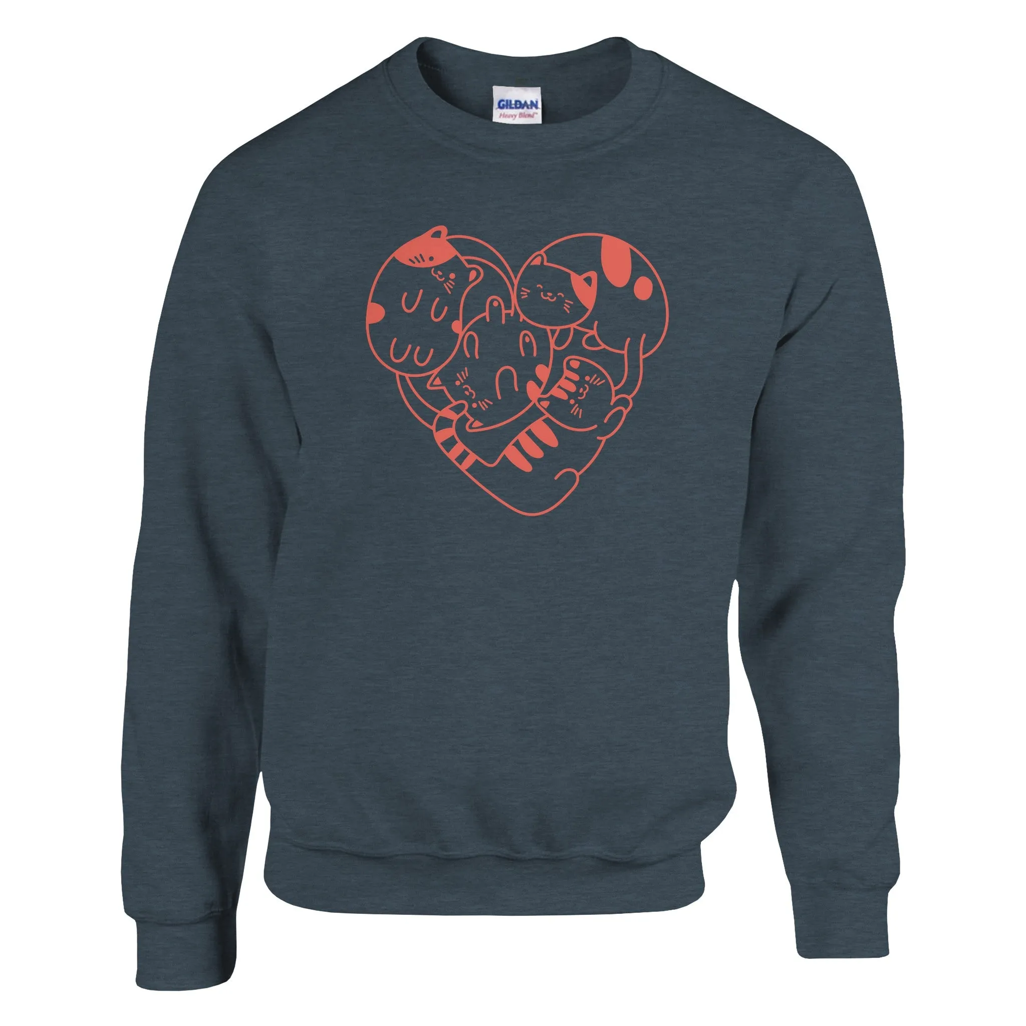 Heart of Cats Graphic Sweatshirt – Cozy 50/50 Cotton Blend