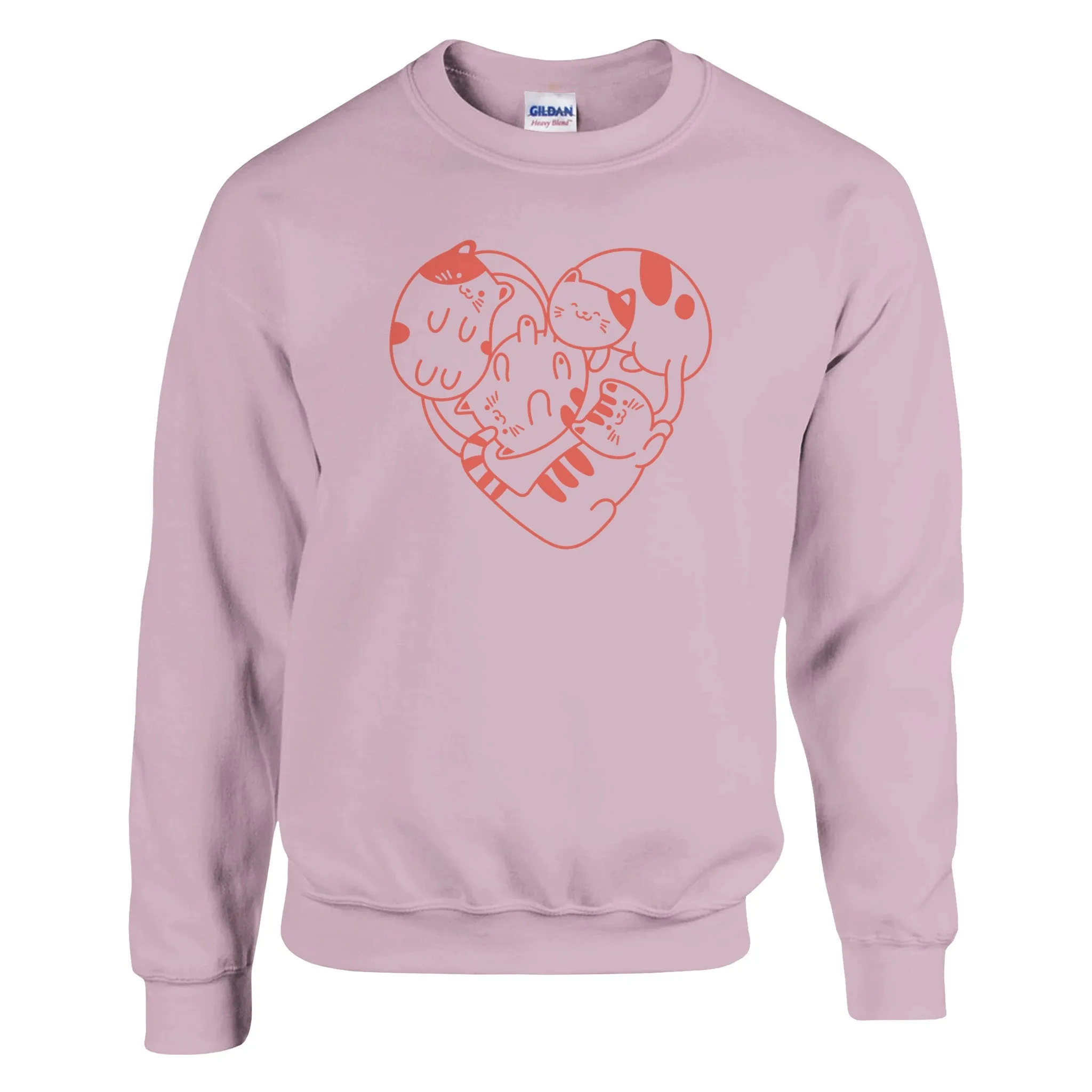Heart of Cats Graphic Sweatshirt – Cozy 50/50 Cotton Blend
