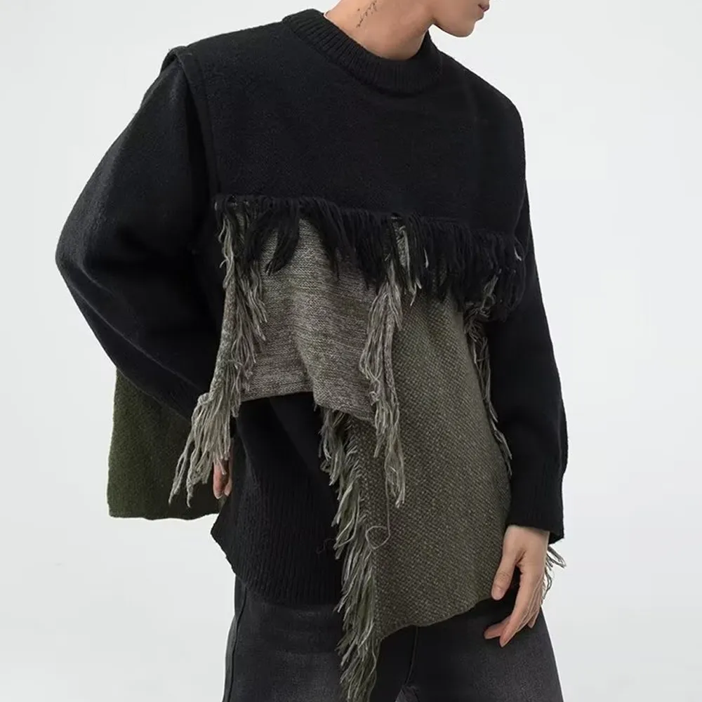 Heavy Design Tassel Splicing Sweater