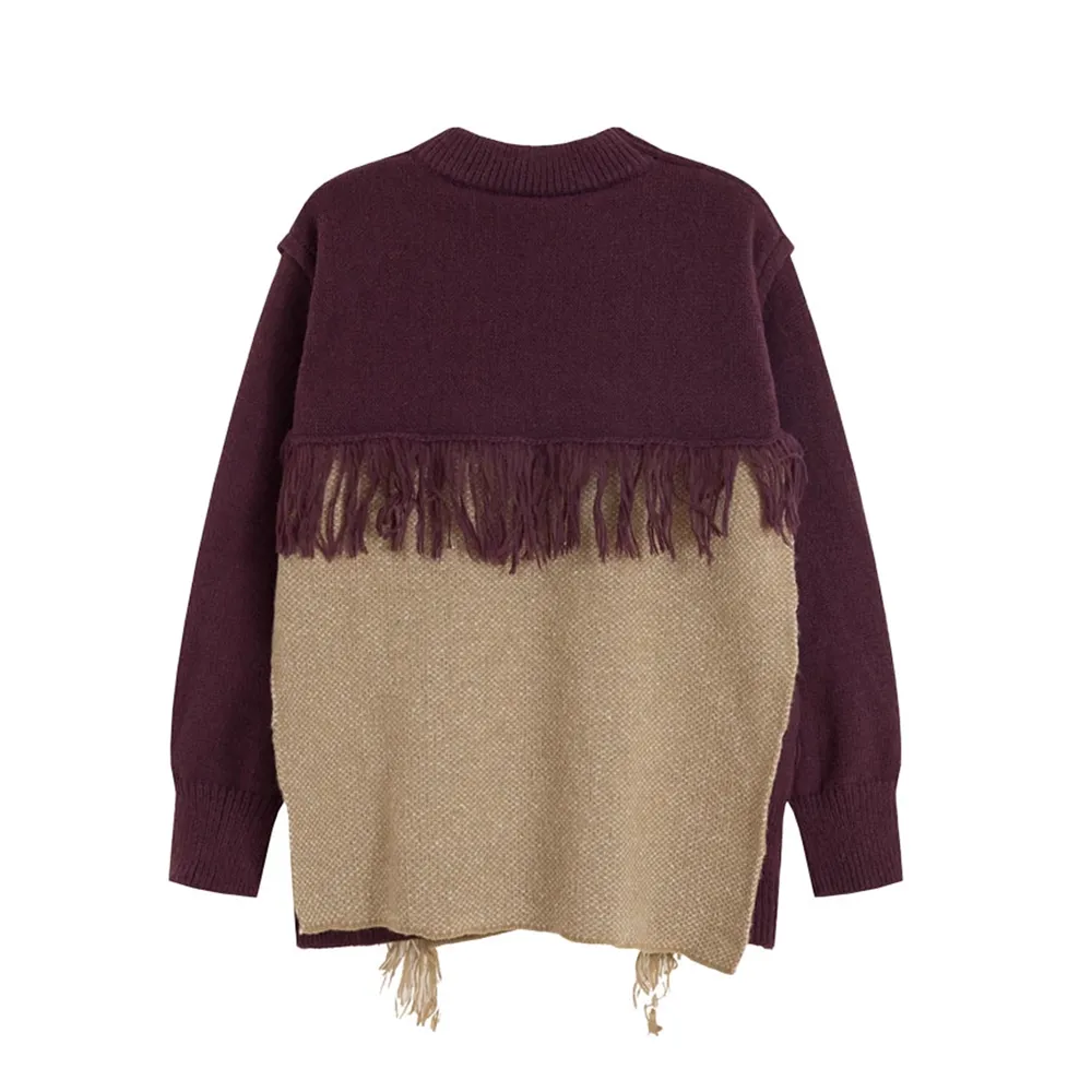 Heavy Design Tassel Splicing Sweater
