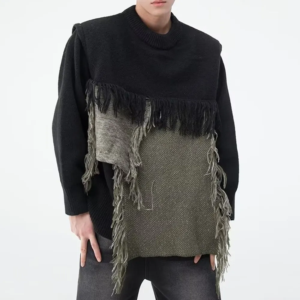 Heavy Design Tassel Splicing Sweater