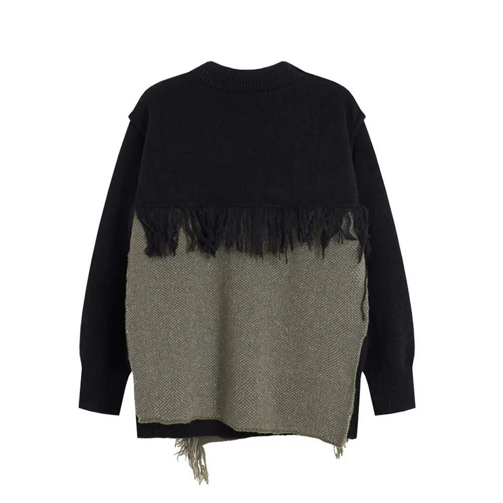 Heavy Design Tassel Splicing Sweater