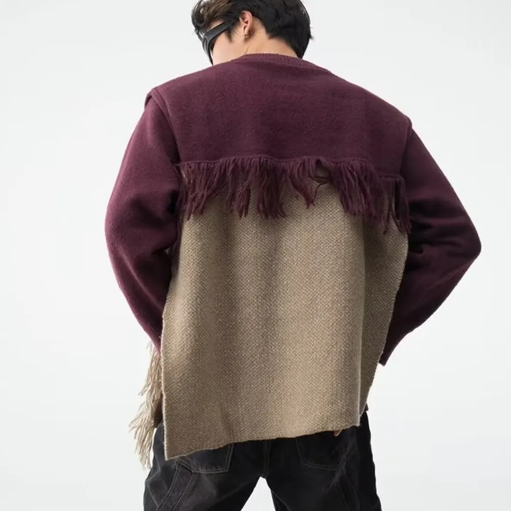 Heavy Design Tassel Splicing Sweater