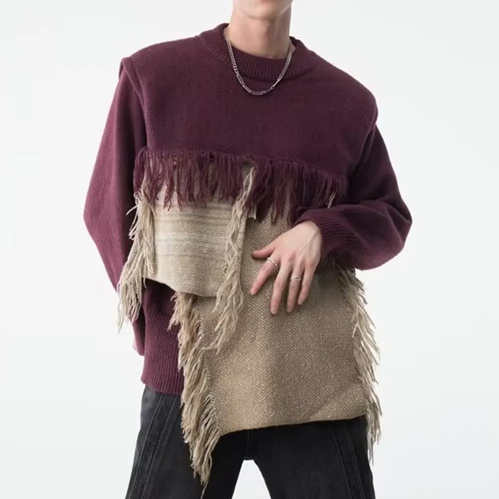 Heavy Design Tassel Splicing Sweater