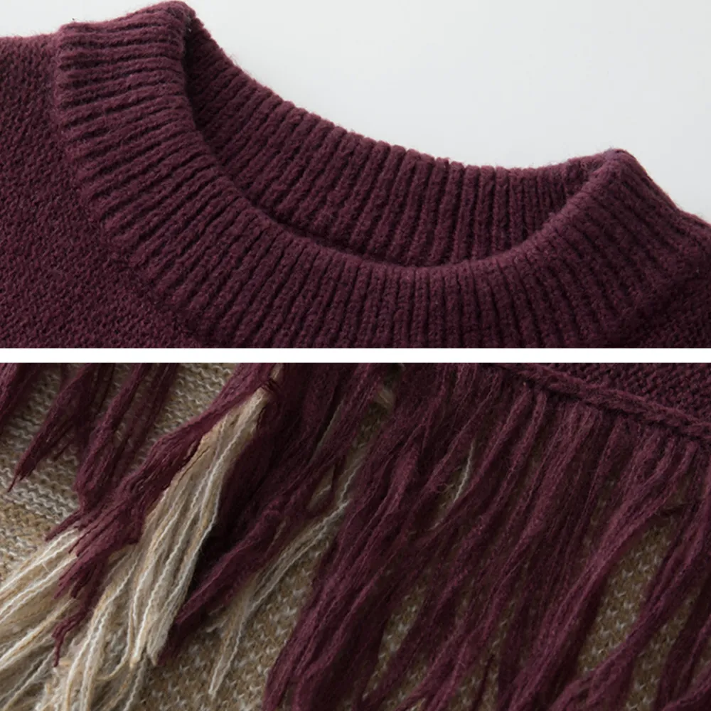 Heavy Design Tassel Splicing Sweater