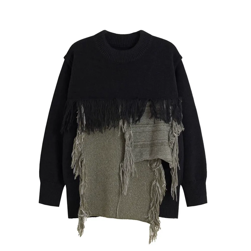 Heavy Design Tassel Splicing Sweater