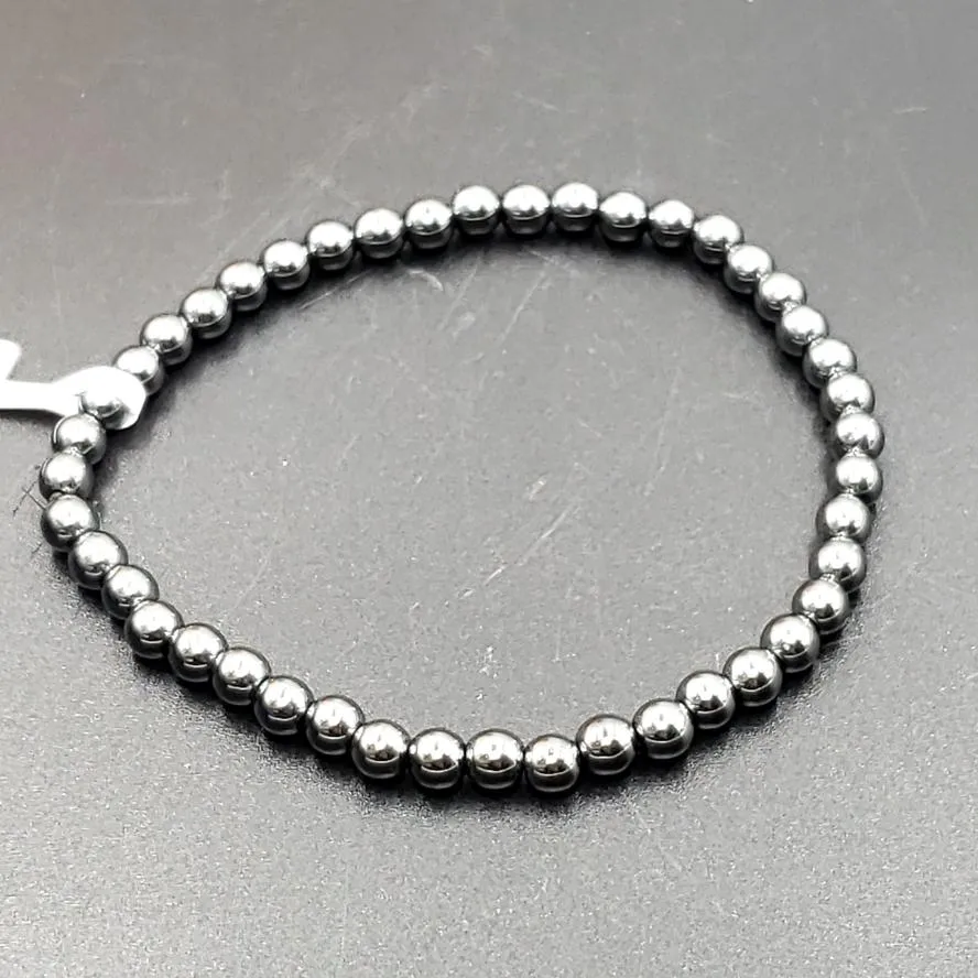Hematite Bead Bracelet 4mm