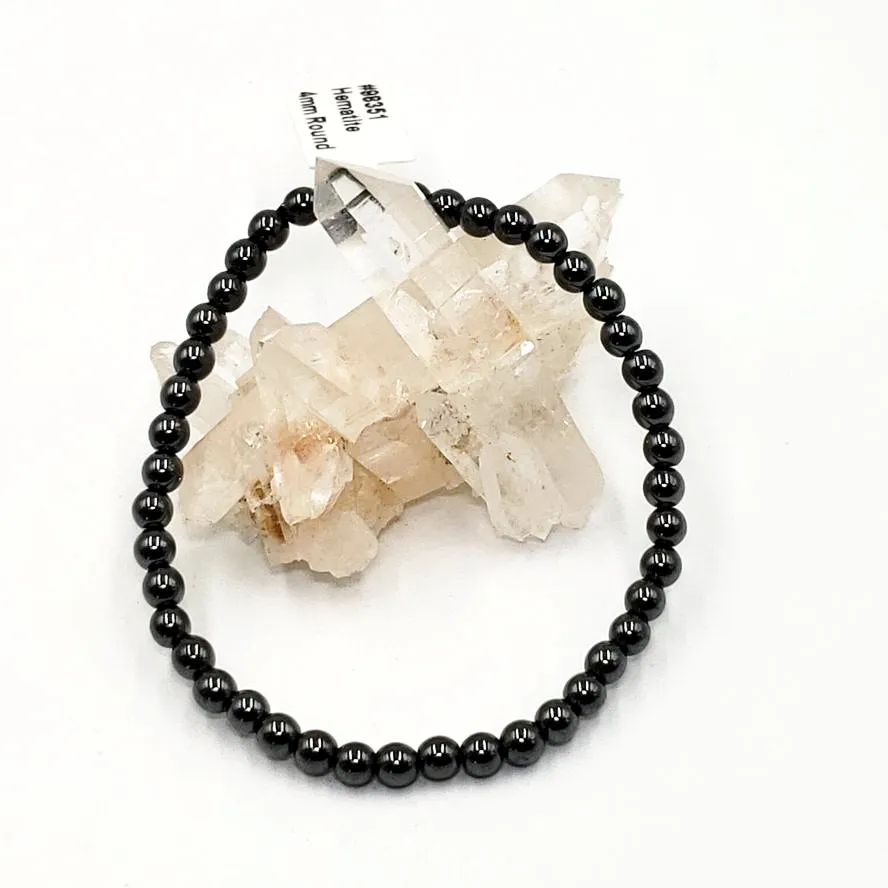Hematite Bead Bracelet 4mm