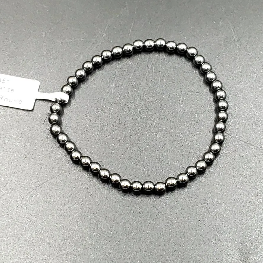 Hematite Bead Bracelet 4mm